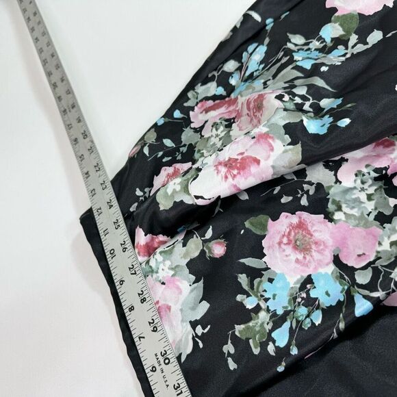 Blondie Nites by Stacy Sklar Skirt Women 1 Black Floral Print Midi A-Line Clean - Picture 3 of 9